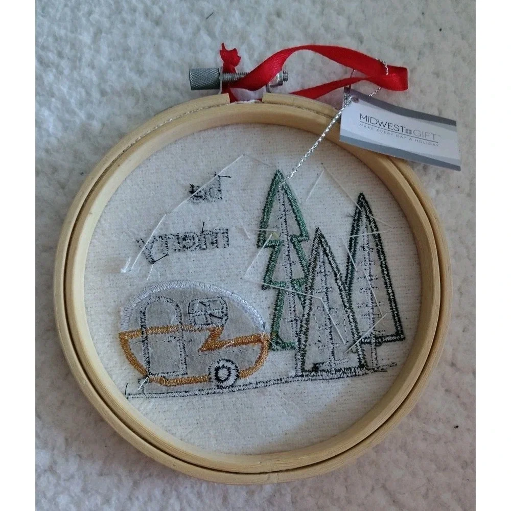 Be‎ Merry Camper Embroidery Hoop Ornament Crochet 5